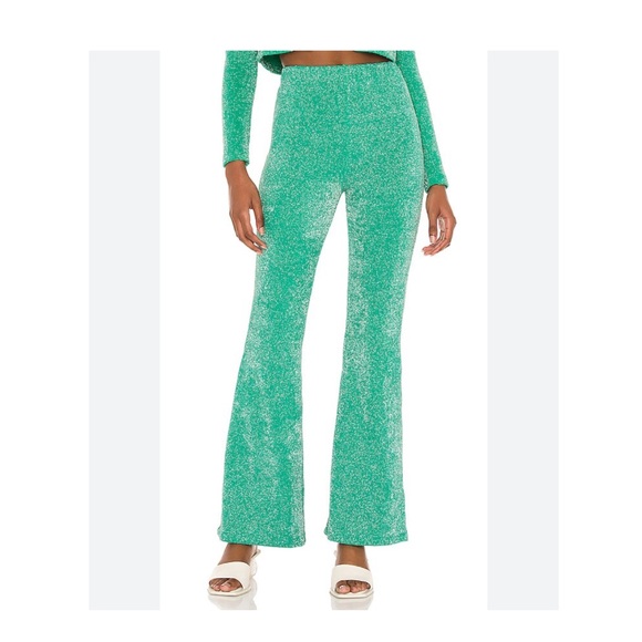 Frankie's Bikinis Johnson Terry Lurex  Mistletoe Green Pants M - Picture 1 of 10